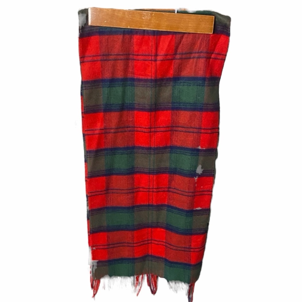 Dior Red and Green Plaid Knit Scarf - Picture 2 of 4